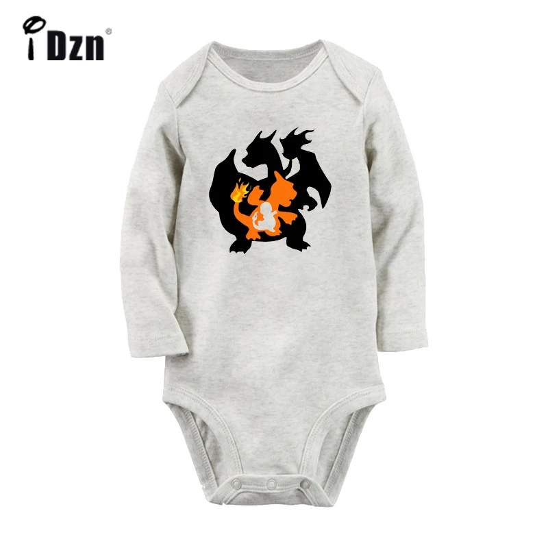 

Cute Cartoon Pokemon Charmander Charizard Dragonite Design Newborn Baby Bodysuit Toddler Long Sleeves Onsies Jumpsuit Clothes