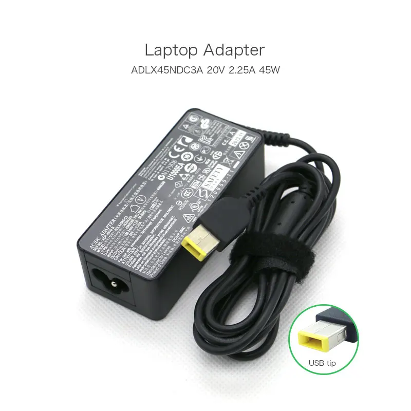 Оригинал 20 V 2.25A 45 W квадратная игла ADLX45NDC3A адаптер переменного тока Зарядное