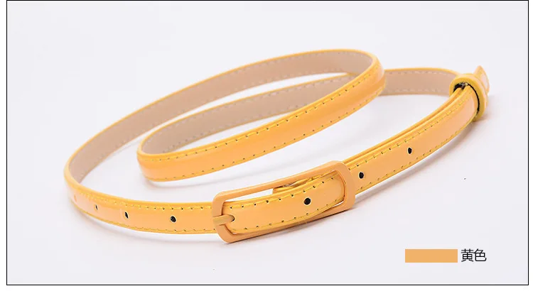 Candy Color Patent Leather Belt Sweetness Womens PU Leather Belts Thin Skinny Waistband Adjustable Belt Woman Belts For Dress