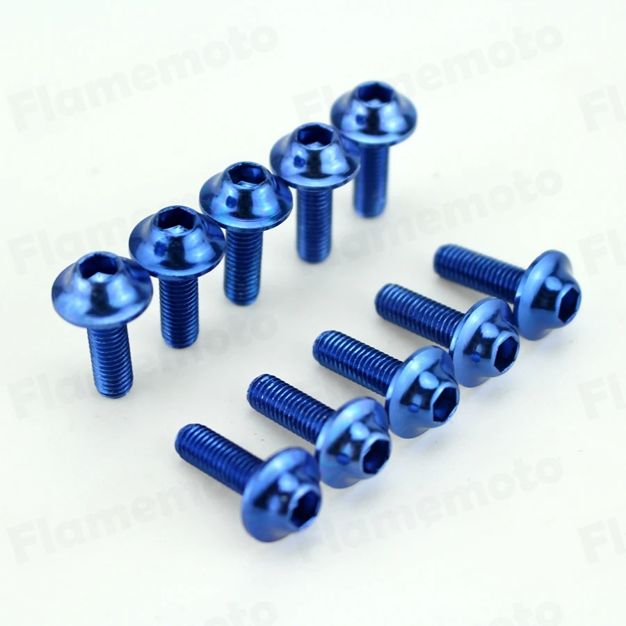 10pcs Motorcycle Blue Bolts Screw Aluminum adornment M5 x 16mmin Nuts