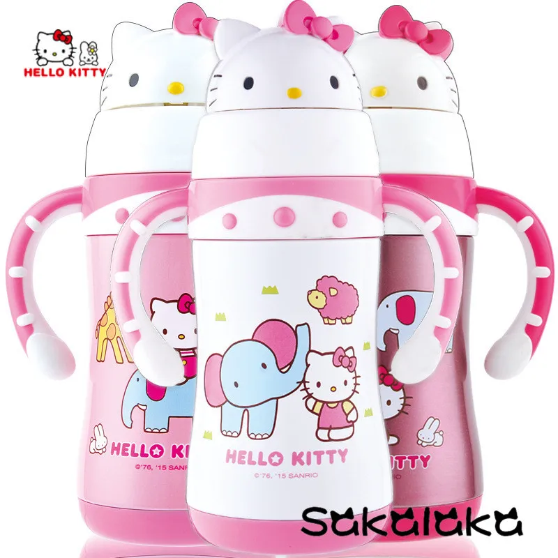 

Hello Kitty 300ml handgrip stainless steel baby girl drink bottle