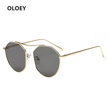 

OLOEY New trend fashion lady sunglasses metal Frame dazzling color street shooting anti-ultraviolet European sunglasses
