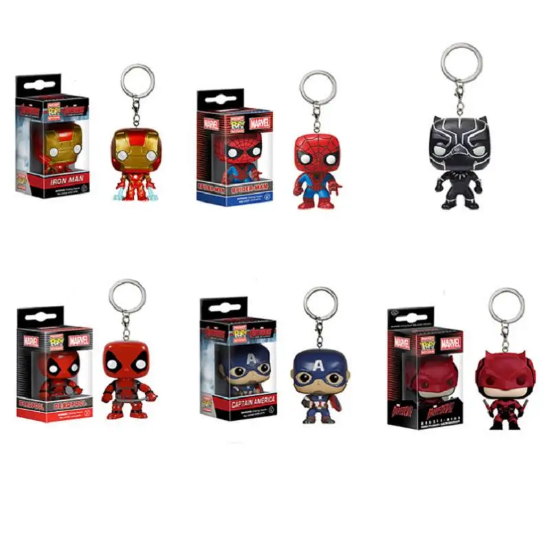 

Marvel Avengers Costume Cosplay Keychain Captain America Iron Man Spiderman Black Panther DareDevil Superhero Halloween Keyrings