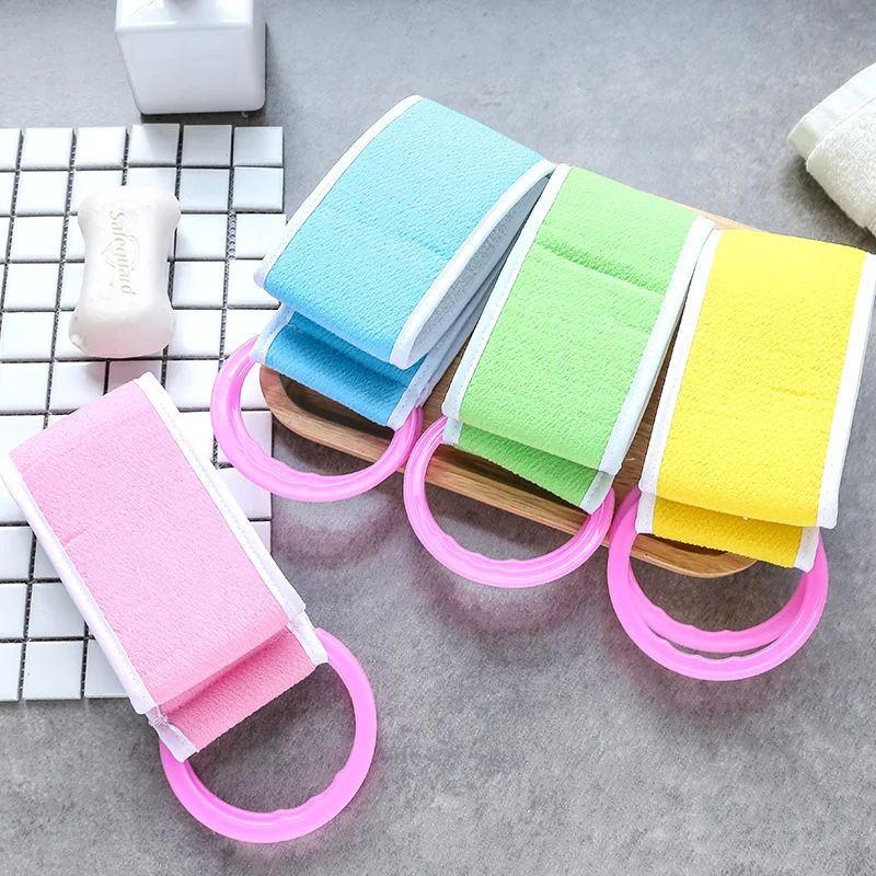

1Pcs New Natural Soft Exfoliating Back Strap bath towel With Pull Ring Shower Merchandises Scrubbers Bathroom Products