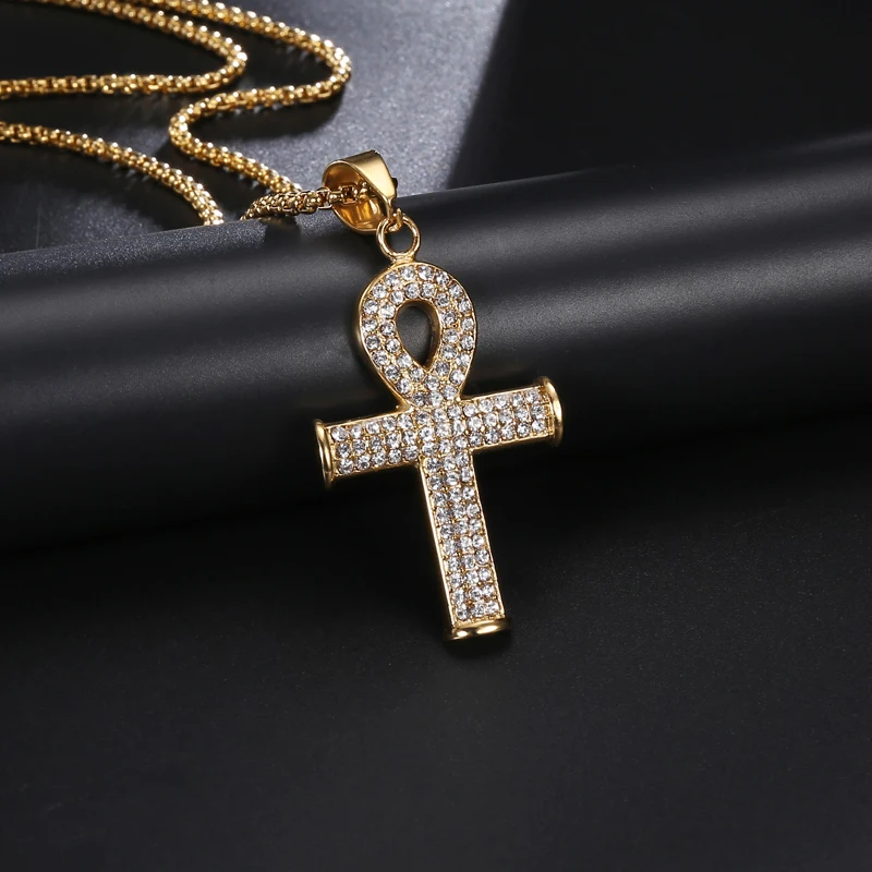 

HIP Hop Ankh Egyptian Cross Pendant Necklace Gold Color 316L Stainless Steel Necklaces & Pendants for Men Jewelry