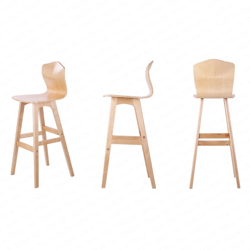 2B Solid wood bar stool Nordic creative high back chair bar high stool dining chair high chair modern minimalist front bar chair