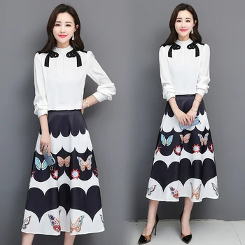 

Early Spring 2 Piece Set Women Print Top And Skirt Conjunto Feminino Printed Skirt Set Ensemble Femme Deux Pieces Woman Suit