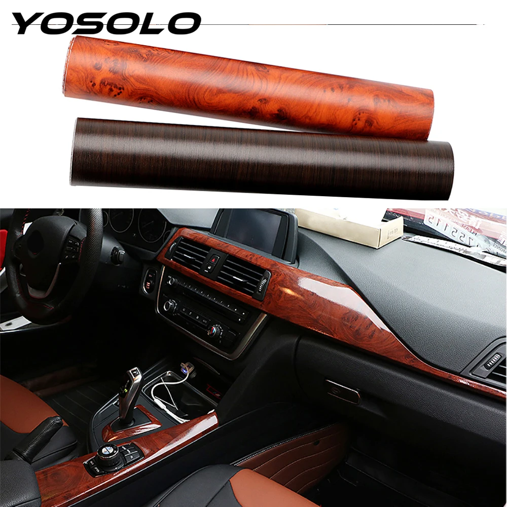 

YOSOLO PVC 3D Automotive Interior Stickers Car Wrap Film Protective Stickers Wood Grain Textured Car Styling Decoration 30*100cm