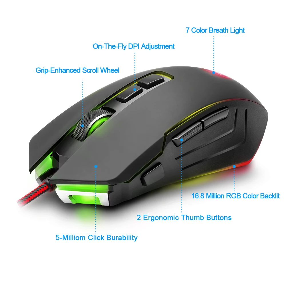 Redragon DAGGER M715 USB игровая мышь Проводная 10000 точек/дюйм 9 Кнопок эргономичная для