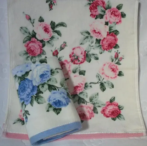 Модные хлопковые махровые полотенца для рук с цветочным принтом 32*72 см, банные полотенца для рук с цветочным рисунком для взрослых, Toallas Algodon