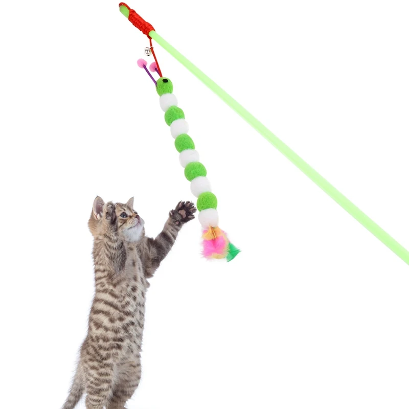

Plush Cat Wand Toys Funny Teaser Exerciser Feather Toys For Cat Kitten Interactive Toy Fishing Stick With Bell Cat Supplies