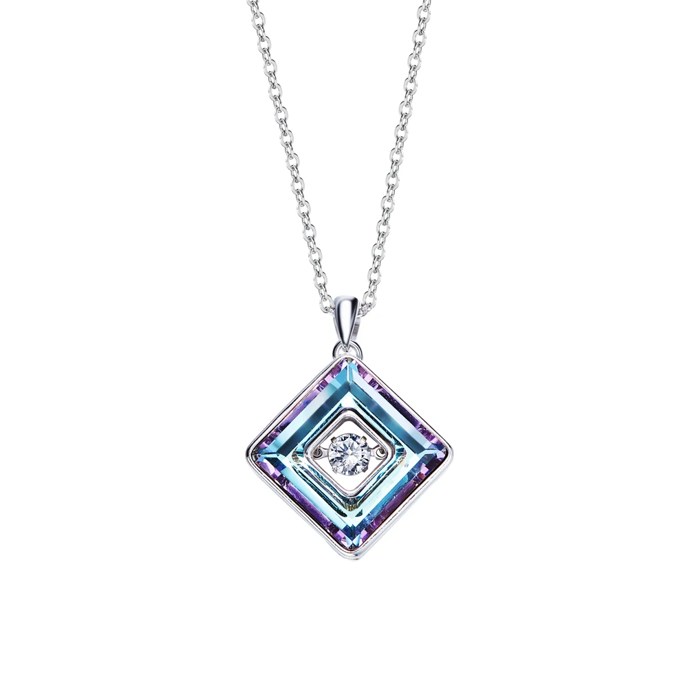 F. I. N. S танцующий камень ожерелье Женские Подвески Зеленый Фиолетовый Кристалл талисманы S925 стерлингового серебра ювелирные изделия мода - Окраска металла: Purple