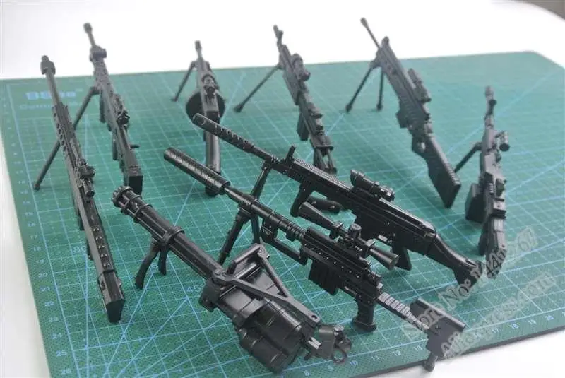 Модель пластикового пистолета, 1:8, сборная пулемётная пушка MG42 Barrett Gatlin, винтовка-автомат, Классическая сборка, строительные игрушки, 10 пушек