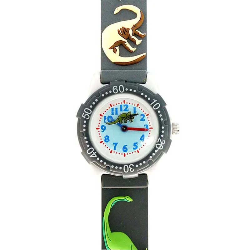 Водонепроницаемые Детские часы детский большой динозавр 3D мультфильм силиконовые наручные часы кварцевые модные повседневные часы PT