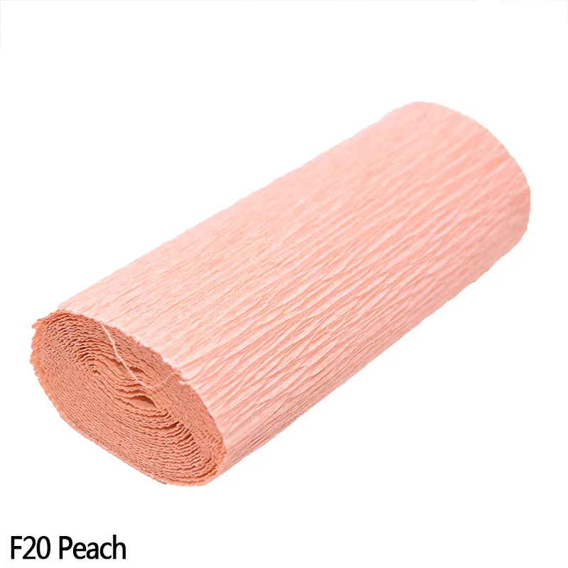 250cm*10/15/25/50 cm Crinkled Crepe Paper Gifts Flower Wrapping Wedding Festive Party Decoration DIY Fold Scrapbooking Crafts - Color: F20 Peach
