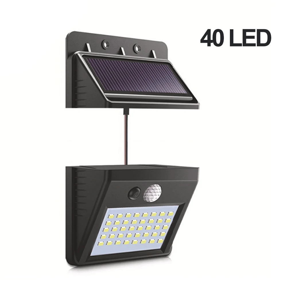 40LED 20 Вт, 30 Вт, 35/40 светодиодный солнечный Мощность лампа Разделение отдельные движения PIR Сенсор светодиодный садовый светильник Водонепроницаемый настенные лампы уличного освещения - Испускаемый цвет: 40LED