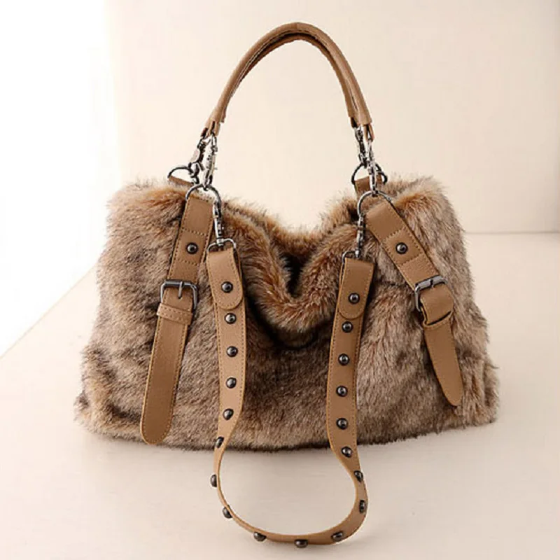 

2019 Women Bag Autumn and Winter New Imitation Rabbit Hair Ladies Shoulder Bag Fashion Fur Portable Female Bag