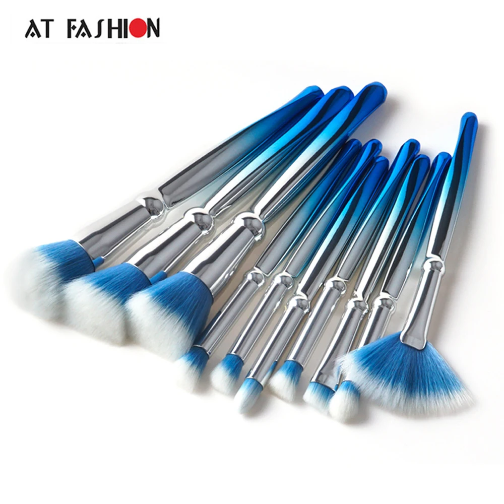 

AT FASHION 10 pcs New Makeup Brushes Set Professional makeup eye brushes synthetic foundation Make Up pincel maquiagem