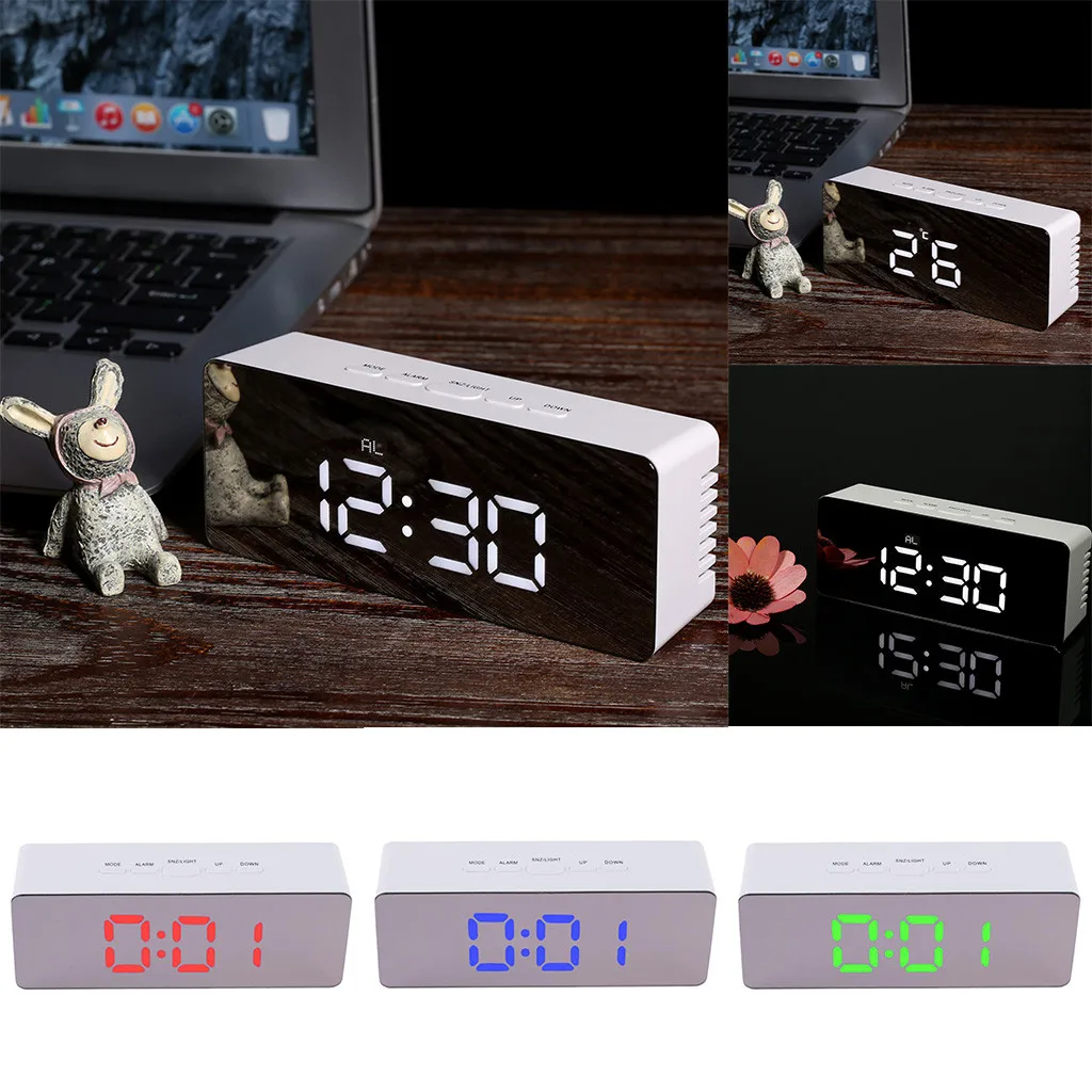 

3D LED Alarm Clock Modern Digital Wall Clock Table Desktop Nightlight Saat Wall For Home Living Room Office Decoration 19MAY13