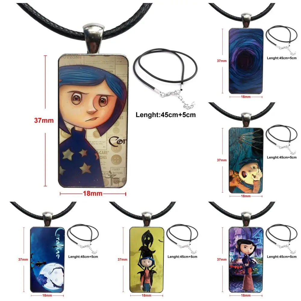 

Coraline Vintage Stainless Steel Color Glass Cabochon With Rectangle Shaped Pendant Choker Necklace For Unisex Party Gift
