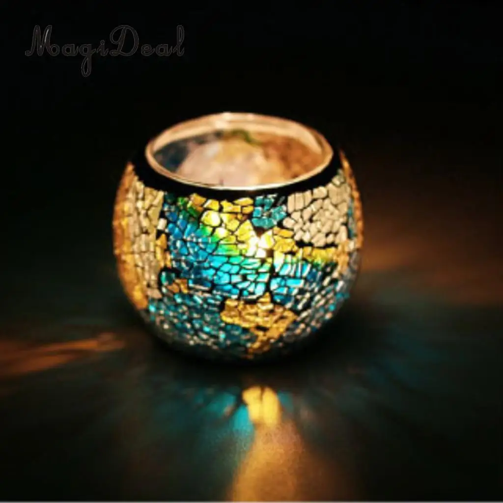 Mosaic Glass Candle Holder Votive Tealight Holder Bowl Wedding Decorative Lighting Accessories Festive Light Holder 5-set