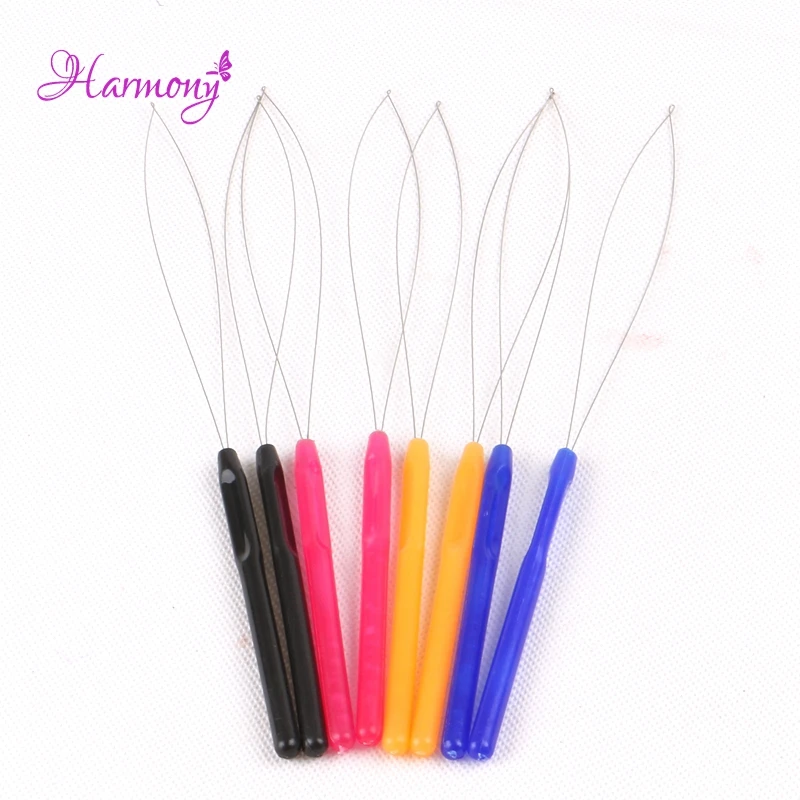 frete grátis agulhas para puxar agulha de plástico ferramentas para extensão de cabelo em cores misturadas