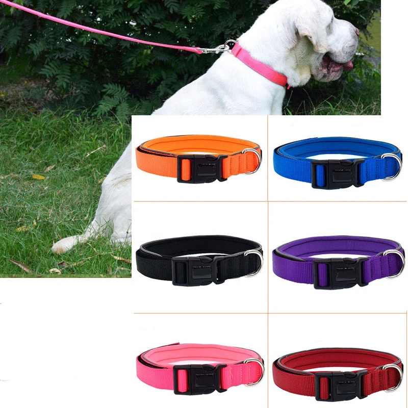 Nylon reflective Dog Collar comfortable Diving cloth Padded Dog Collars