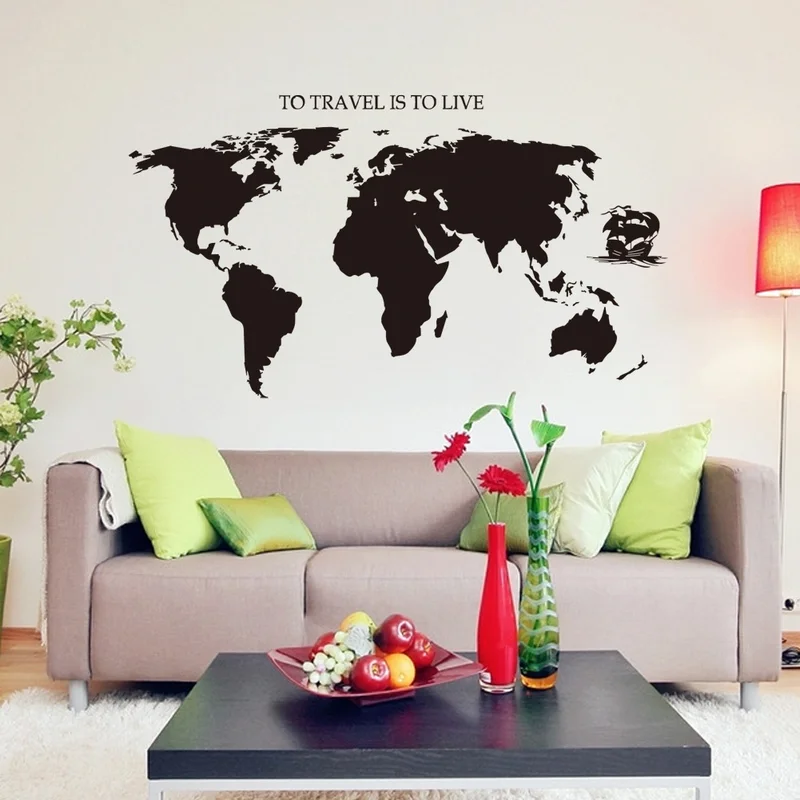 

Wall Sticker World Map for House Wallstickers Wallpaper Mural Living Room Decoration Decal Stickers Bedroom Wall Decor