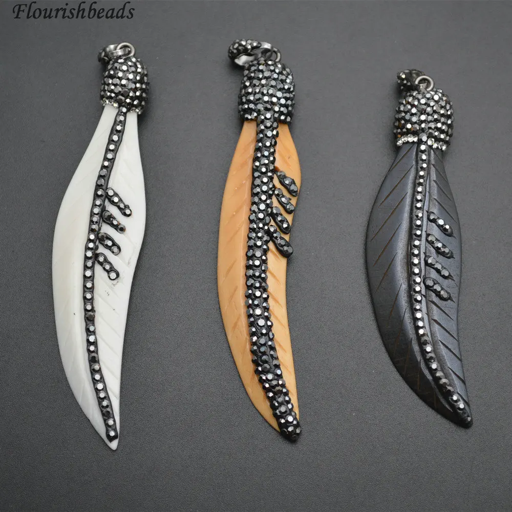 Подвеска в форме пера из натурального бычьего кости маленького размера