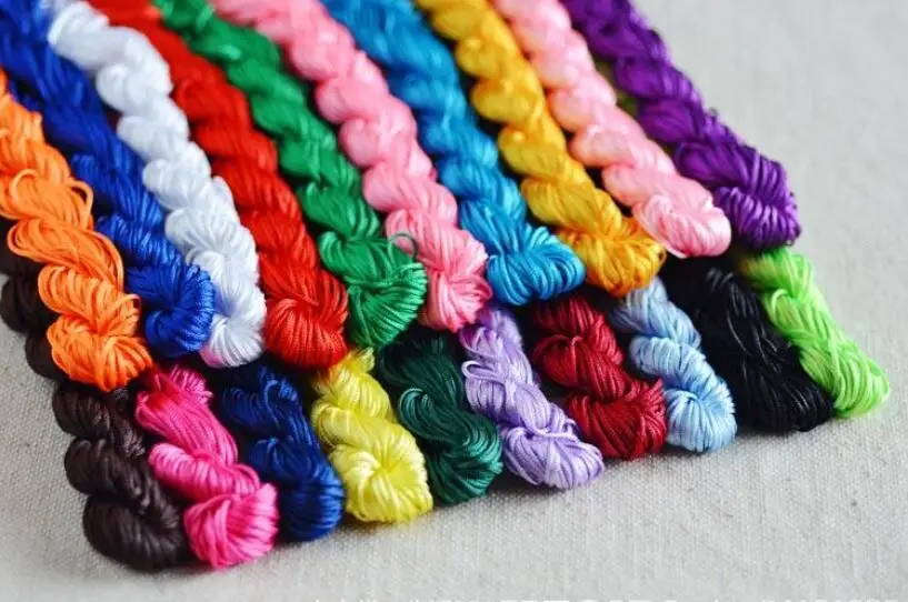

Multi Color 10 lots Nylon Cord Thread Chinese Knot Macrame Rattail cord 1mm*25M For DIY Bracelet Braided