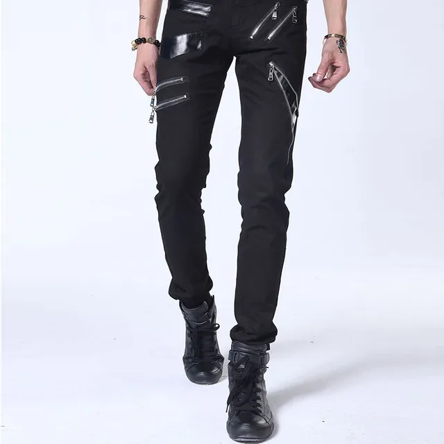Zipper Chain Pants Men Punk | Punk Patchwork Pants Men