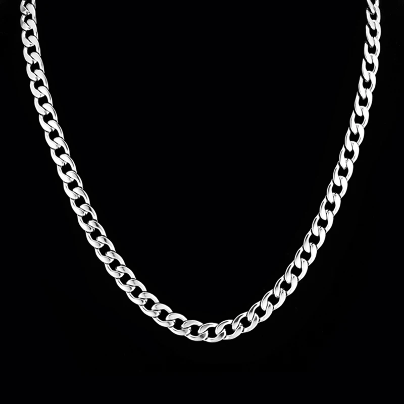 7mm Curb Cuban Link Chain Necklace Gold 
