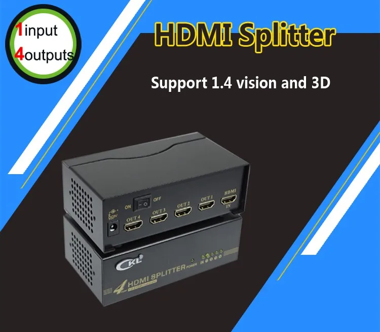 Ckl 4 Порты и разъёмы HDMI Splitter 1x4 cascadale HDMI Дубликатор Поддержка Кабель HDMI 1.4 В 3D для XBOX ПК мониторы проектор HDTV металлический hd-94