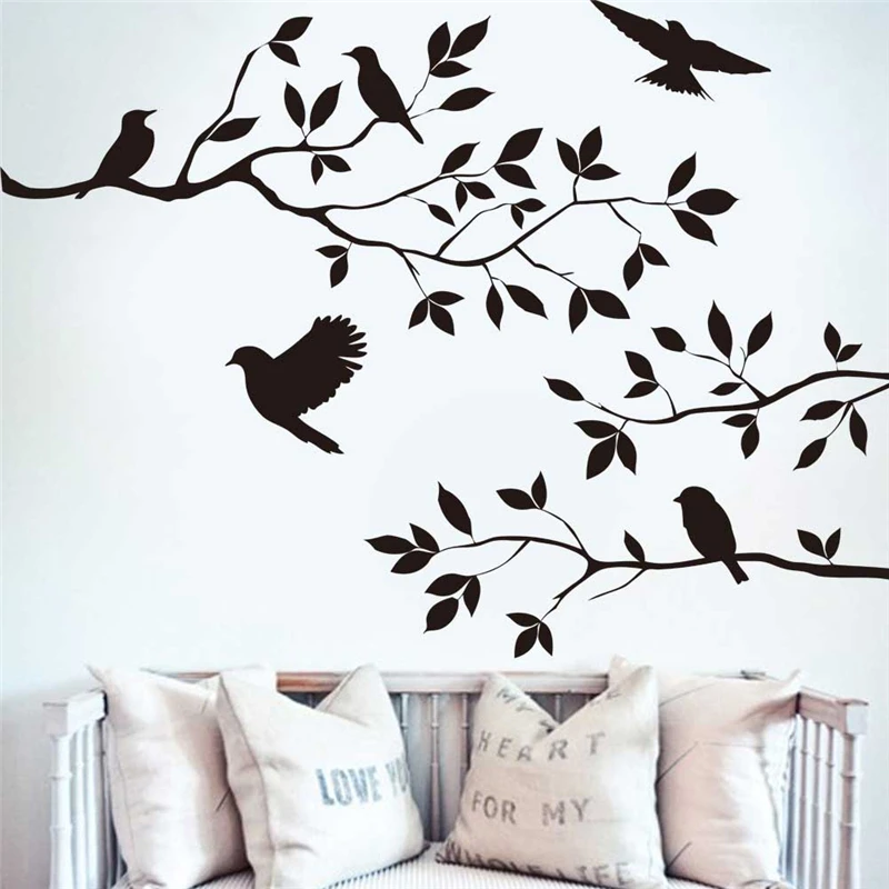 Buy Creative Black Birds Tree Branch Wall Stickers For