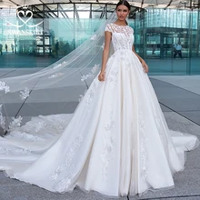 Swanskirt винтажное свадебное платье с аппликацией из бисера и круглым вырезом Гламурное платье для невесты принцессы с коротким рукавом vestido de noiva F126