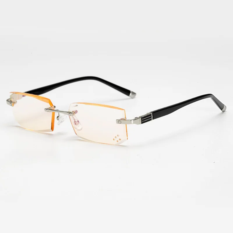 Алмаз без оправы очки для чтения Для мужчин Для женщин Анти-усталость очки при дальнозоркости для Для женщин чтения Для Мужчин's диоптрий 1,0 1,5 2,0 2,5 3,0 - Цвет оправы: Серебристый