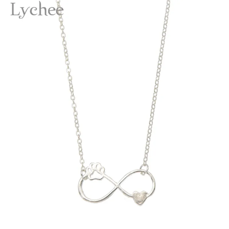 Lychee Trendy Alloy Heart Dog Paw Shape Necklace Fashion Pendant