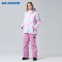 SEARIPE лыжный костюм женские зимние сноубордические костюмы водонепроницаемые женские лыжные куртки дышащие зимние штаны-30 градусов лыжное пальто
