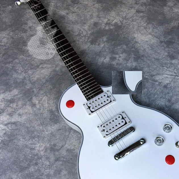 

Free delivery, white electric guitar, color logo and shape can be customized according to customer requirements.