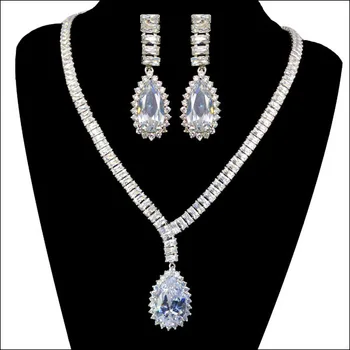 

Luxury Heart Of Ocean necklace earringbridal wedding jewelry sets,AAA Cubic Zirconia wedding bride/party dress jewelry sets