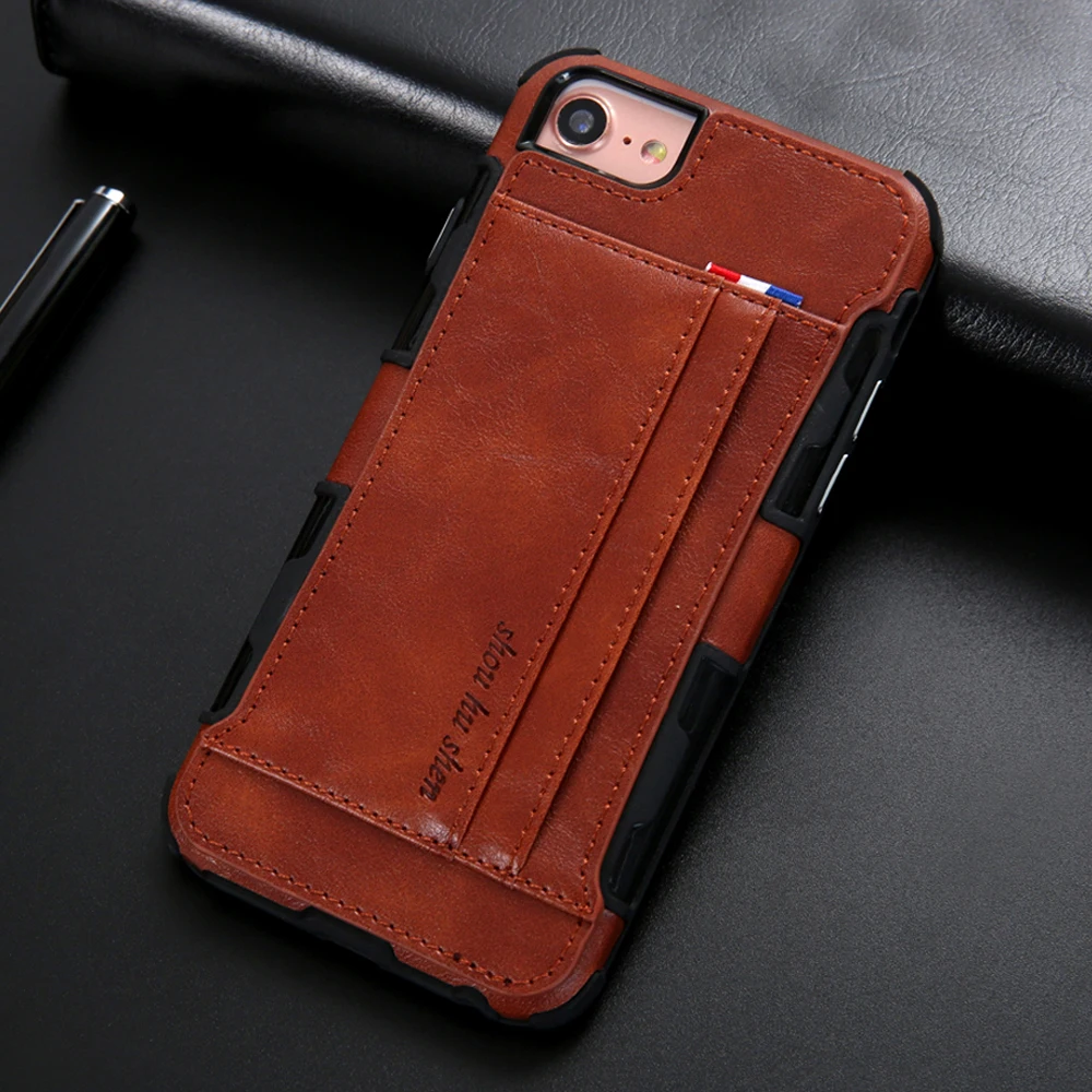 

leather case for iPhone 6 s 7 8 plus iPhone x XS Max XR card slot back cover iphone 6s Case for coque iphone 7plus 8plus Black