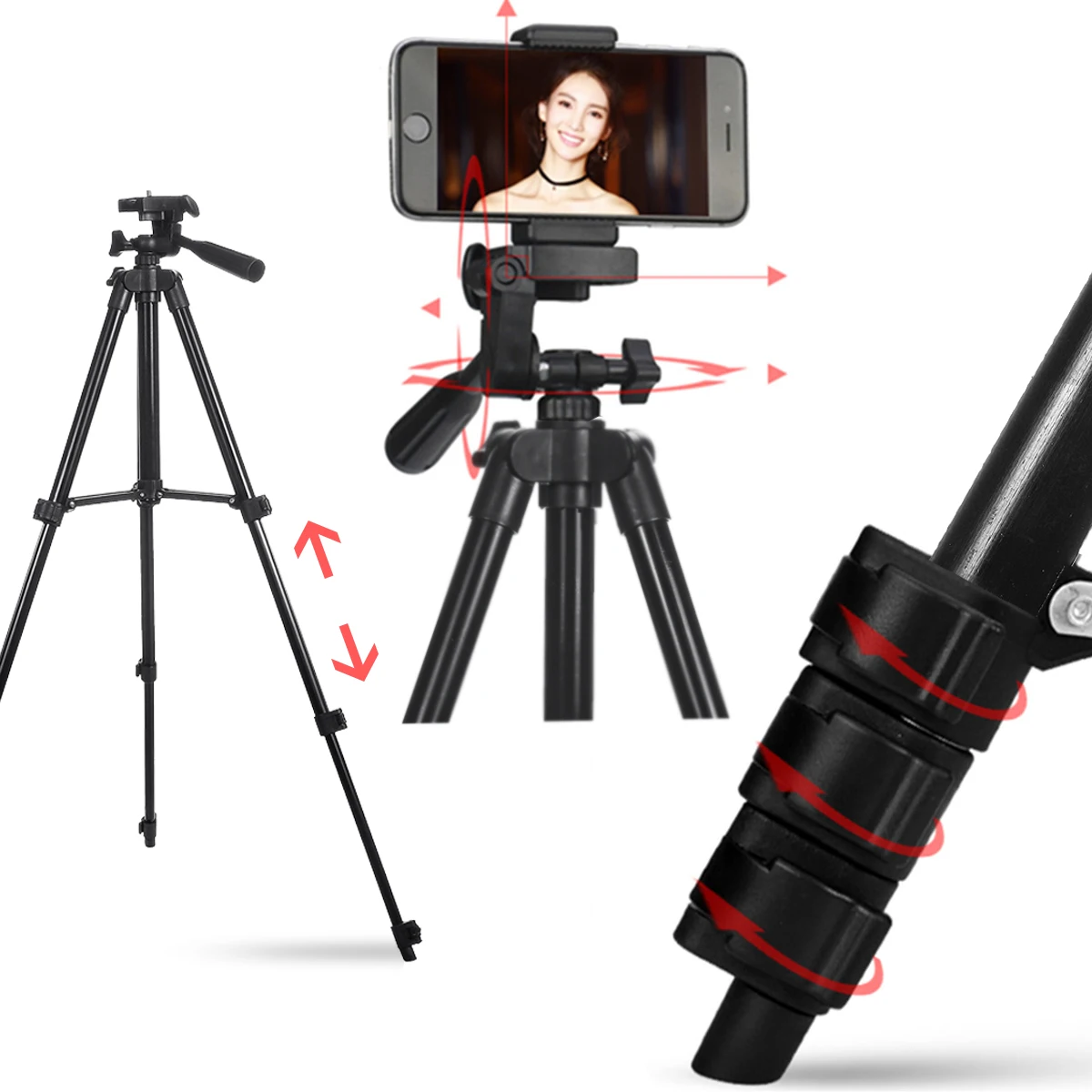  36-100 cm Extendable Mobile Smart Phone Digital Camera Tripod Stand Mount Holder Clip Set For Nikon