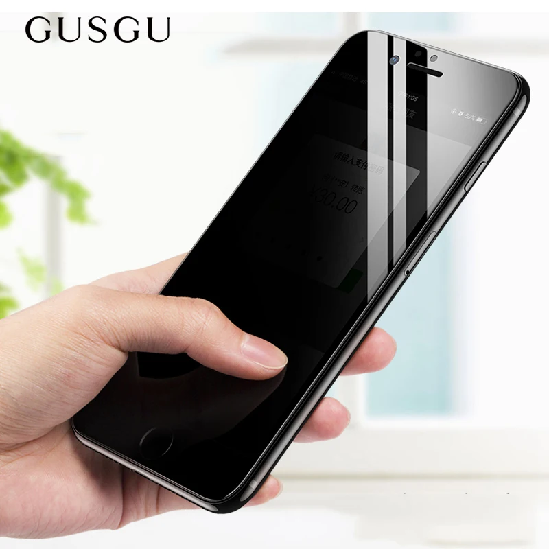 GUSGU анти шпионское закаленное стекло для iPhone 8 7 Plus защита экрана от подглядывания