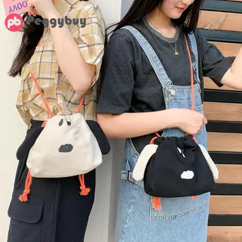 

Teen Girls Casual Small Animal Dog Shoulder Handbags Canvas Women Drawstring Crossbody Messenger Bags Clutch