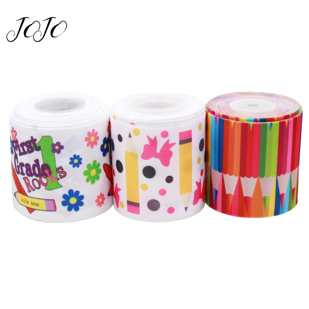 

JOJO BOWS 75mm 2y Grosgrain Stain Ribbon For Craft Back To School Pencil Bow Colored Flower Tape For Needlework DIY Hair Bows