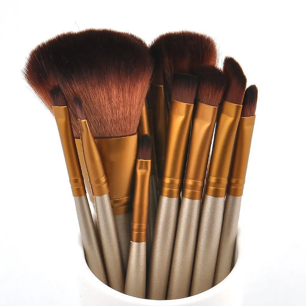 

Golden 12Pcs/lot Make Up Brushes Set Foundation Powder Eyeliner Blusher Professional Cosmetics Makeup Brush Pinceaux Maquiagem