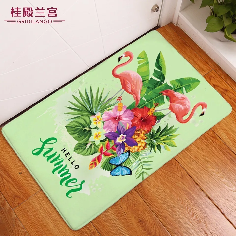 Мультфильм Розовый фламинго нескользящий коврик для ванной комнаты тропический пальмовый лист Тукан Ковер Напольный коврик двери игровой ковер автомобиль открытый дропшиппинг