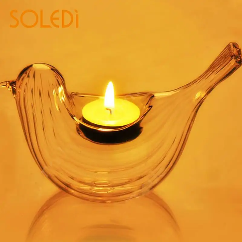 

Crystal Bird Glass Candle Holder Candlestick Candlelight Decor Romantic Drop shipping