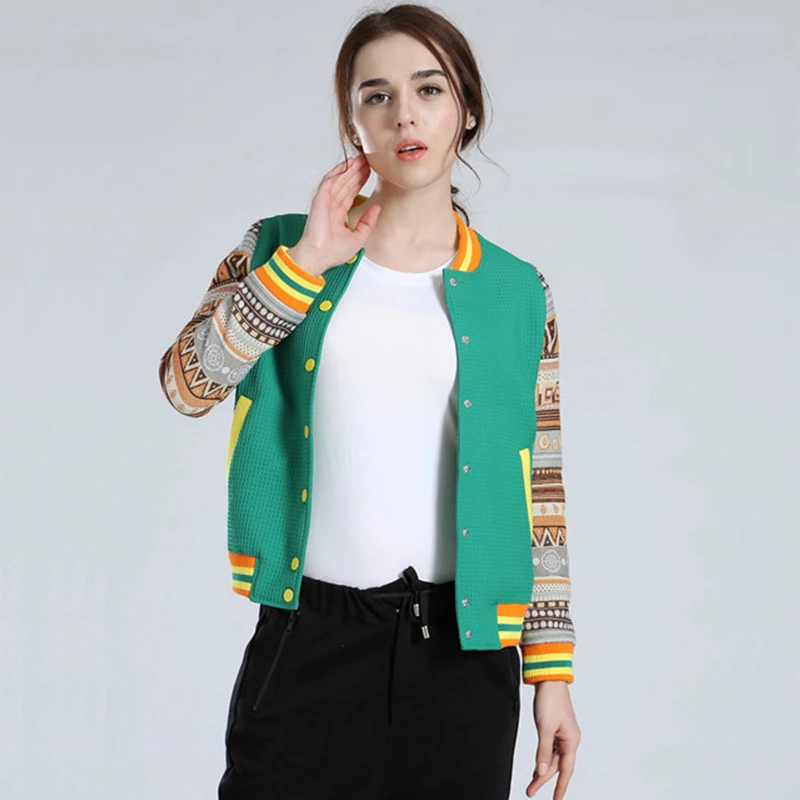 

New Spring Winter Brand Baseball Jacket Womens Personalized Geometric Images High Quality Embroidered Women Baseball Coat