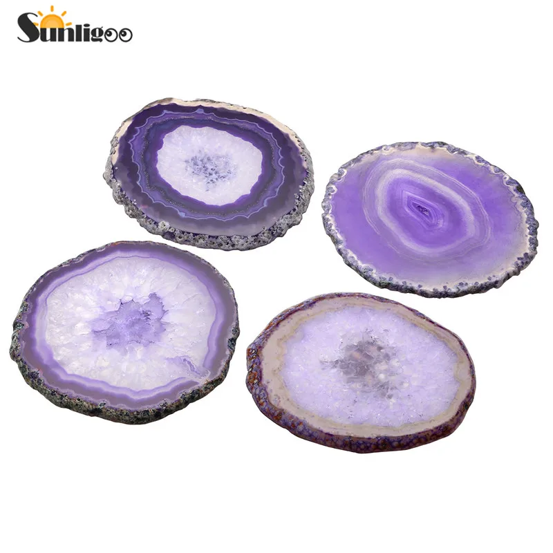 Beste Sunligoo Natuurlijke Agaat Slice Nightl Licht Paars Geverfd Minerale Rock Geode Druzy Slice Led Night Desk Tafellamp Kerst